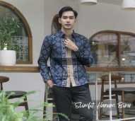 Kemeja Batik Prabuseno Motif Hanum Navy